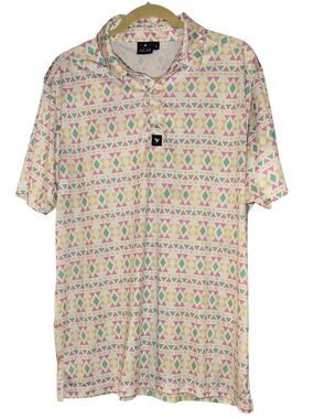 Bad Birdie Pastel Geometric Shape Golf Polo | Size XL